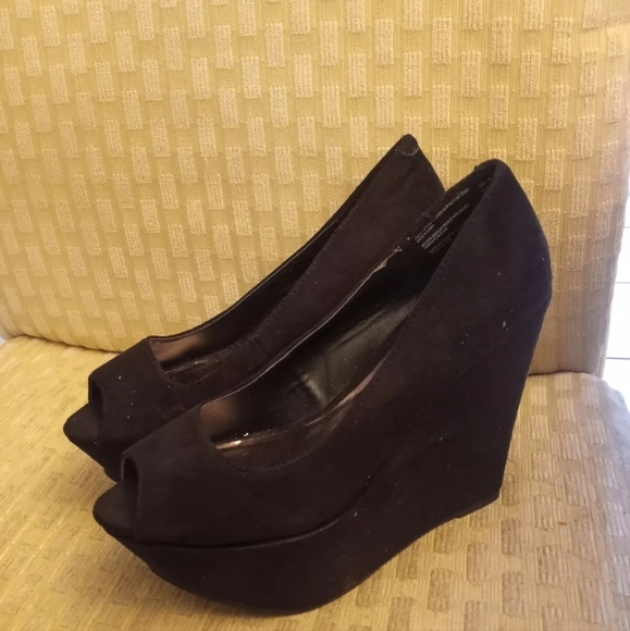 Z London Womens Peep Toe Block Heeled Platform Heels Black Size 6.5 - Picture 6 of 9